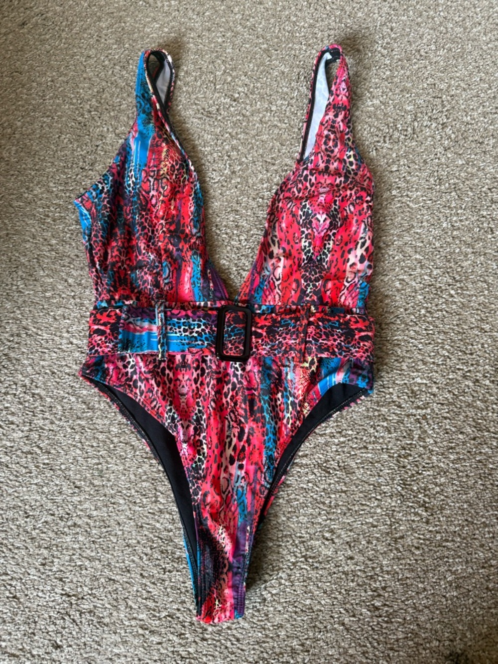 Matte Collection Remi Multi Cheetah One-Piece Swimsuit with Belt